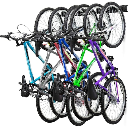 Garage Bike Rack Wall Mount Bicycle Storage Hanger With 6 Adjustable Hooks
